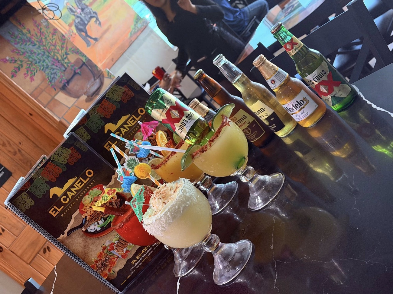 Lineup of margaritas and cantina cocktails on the bar