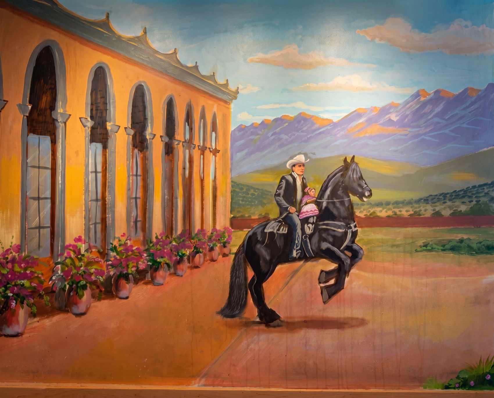 Hand-painted charro mural
